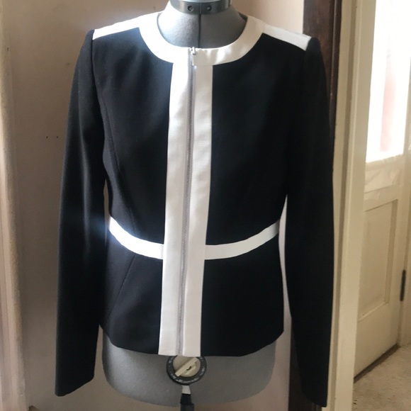 NWT Calvin Klein 4P Black/white zip up blazer - Picture 1 of 3